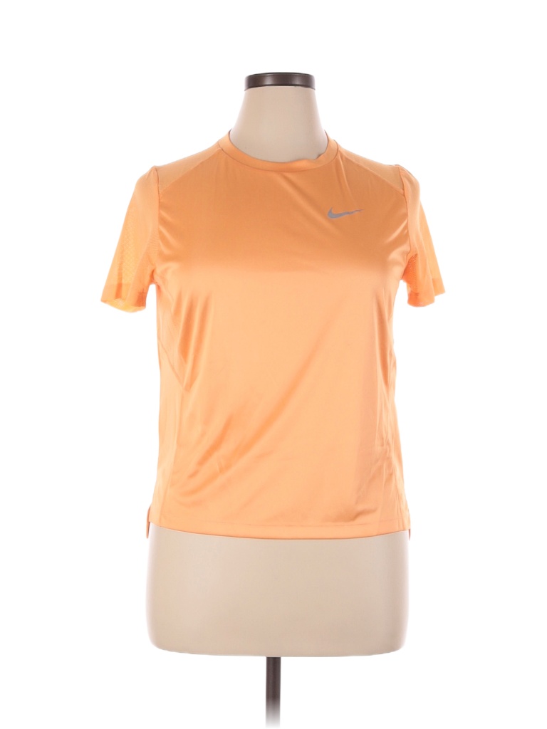 Nike 100% Polyester Orange Active T-Shirt Size L - photo 1