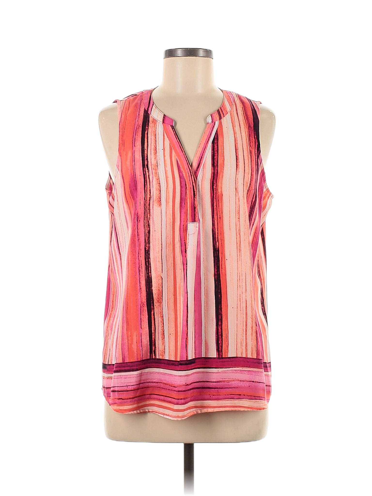 Top Sans Manches BCBG Max Azria Rose Corail – Taille L, 100% Polyester, Neuf Avec étiquettes