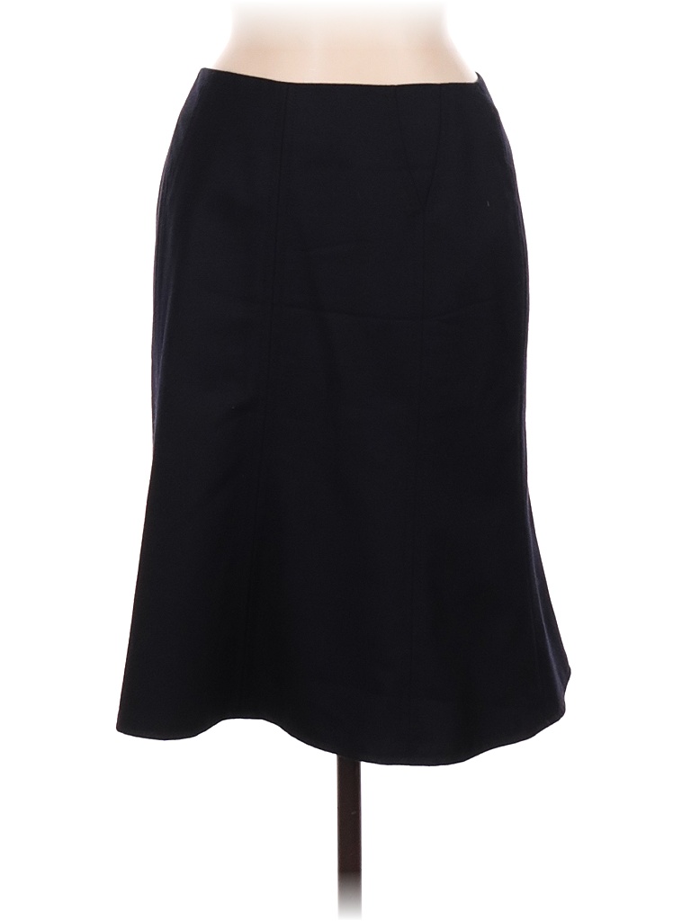 AKRIS 100% Wool Solid Black Blue Wool Skirt Size 6 - photo 1
