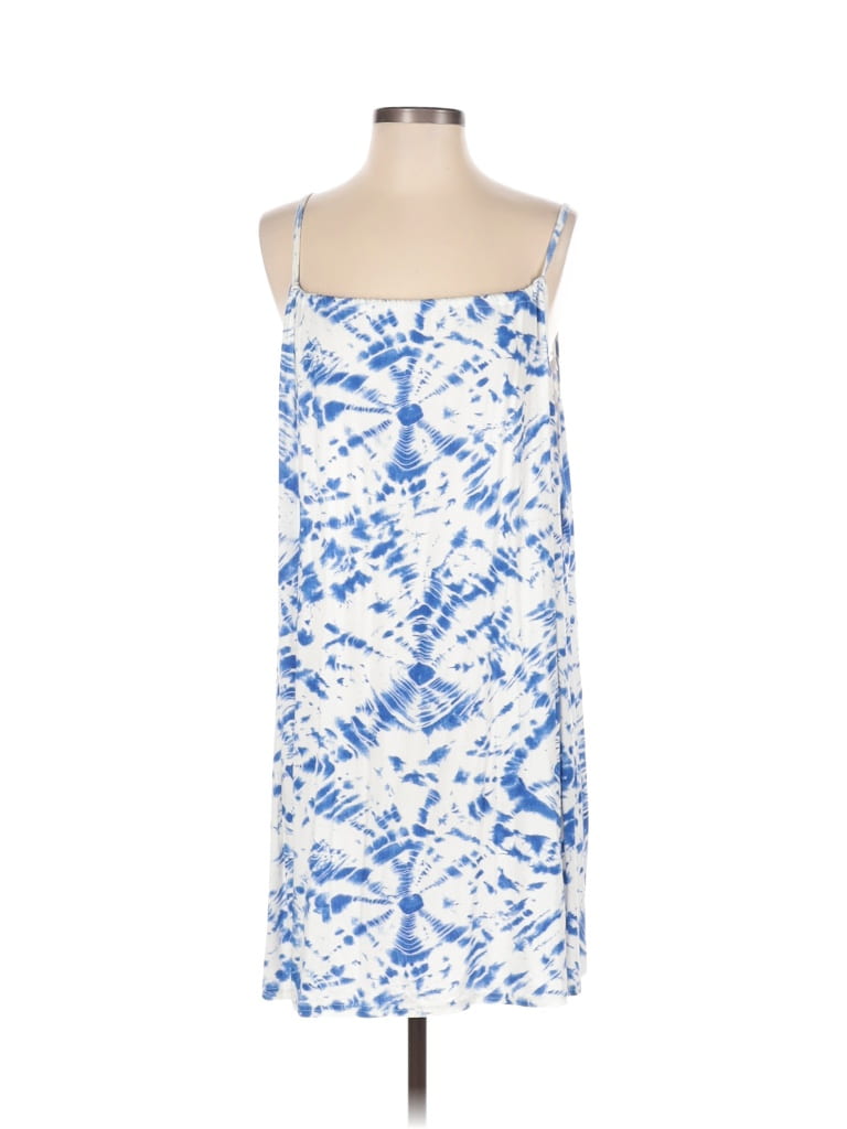 Rokoko by Dazz Acid Wash Print Graphic Paint Splatter Print Tie-dye Blue Casual Dress Size XS - photo 1