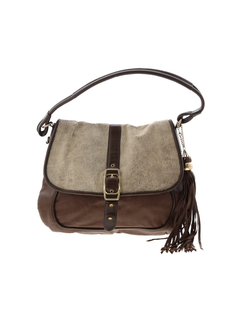 Nanette Lepore 100% Leather Color Block Solid Brown Leather Shoulder ...