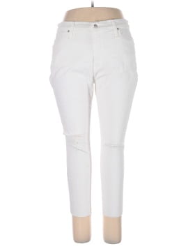 Madewell Petite 9" Mid-Rise Skinny Crop Jeans in Pure White: Knee-Rip Edition (view 1)