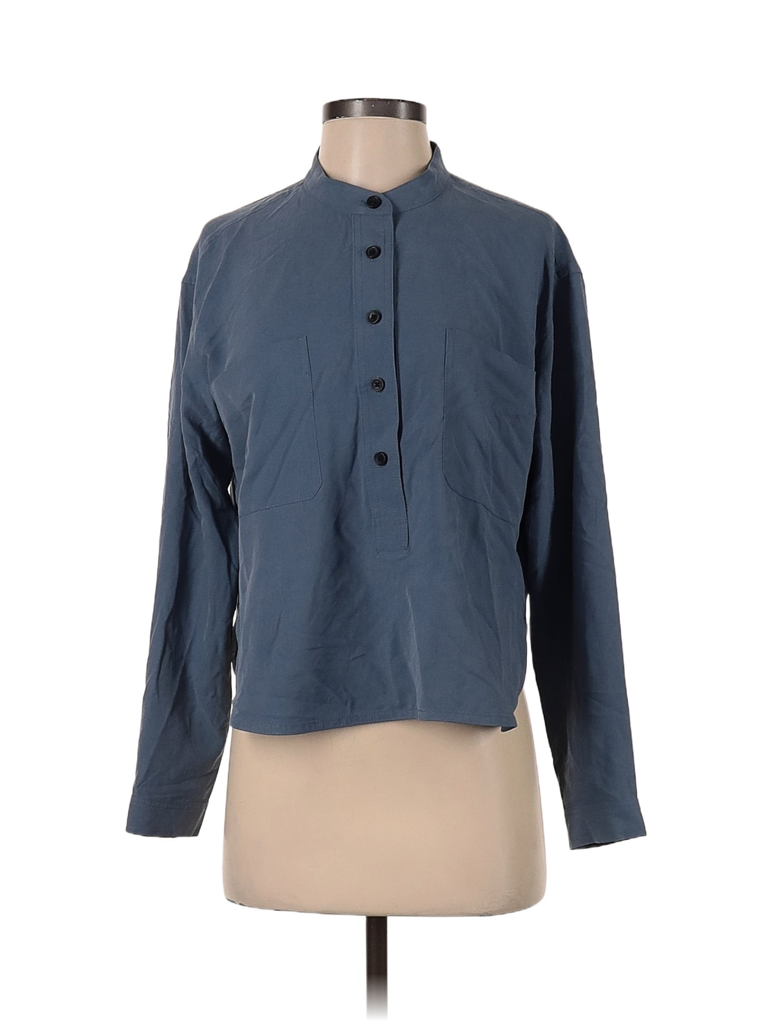 Everlane 100% Silk Blue Long Sleeve Silk Top Size 00 - 57% off | thredUP