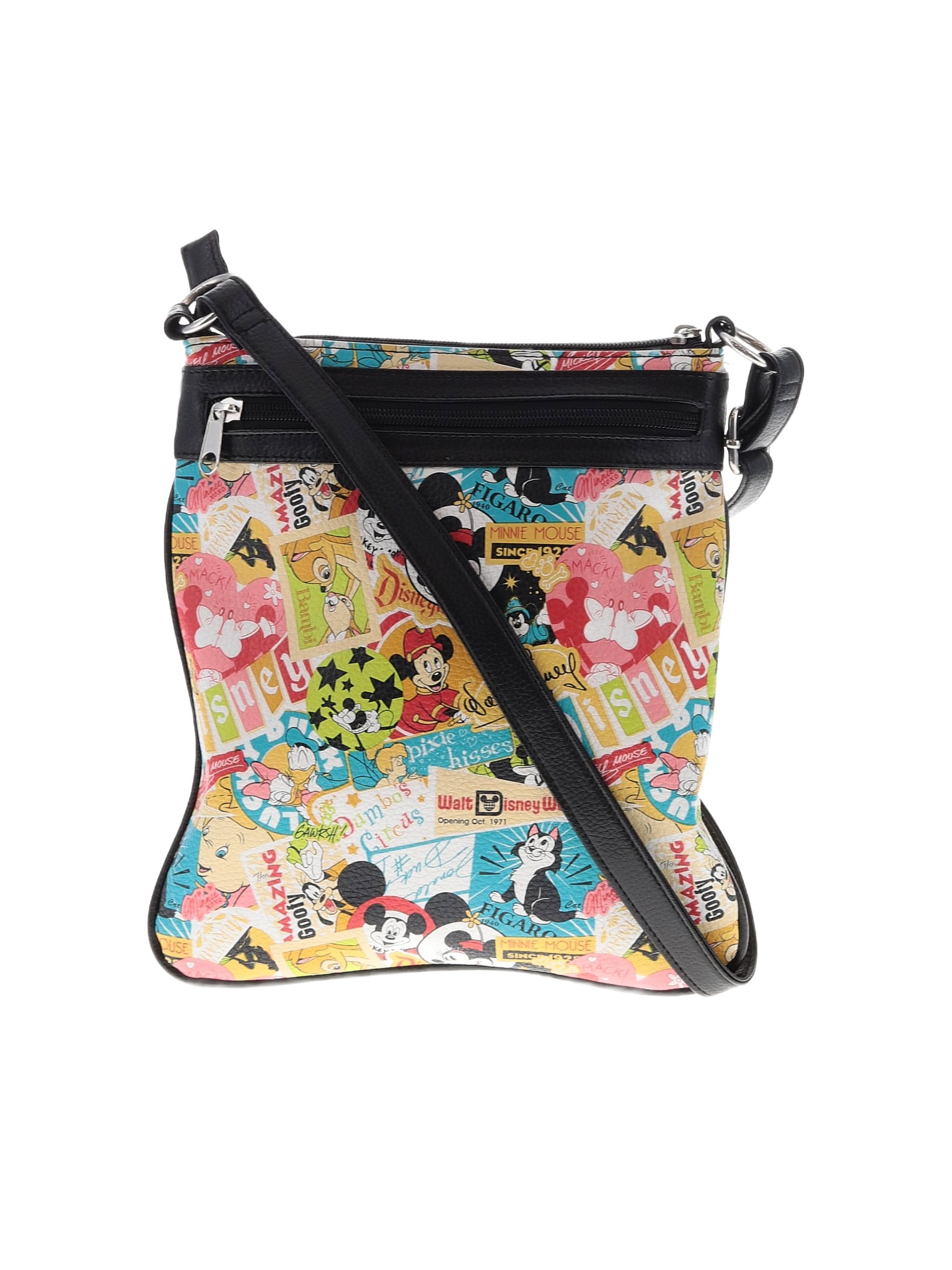 Disney Parks Floral Graphic Multi Color Blue Crossbody Bag One Size