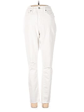 Madewell 9" Mid-Rise Skinny Crop Jeans in Pure White: Knee-Rip Edition (view 1)