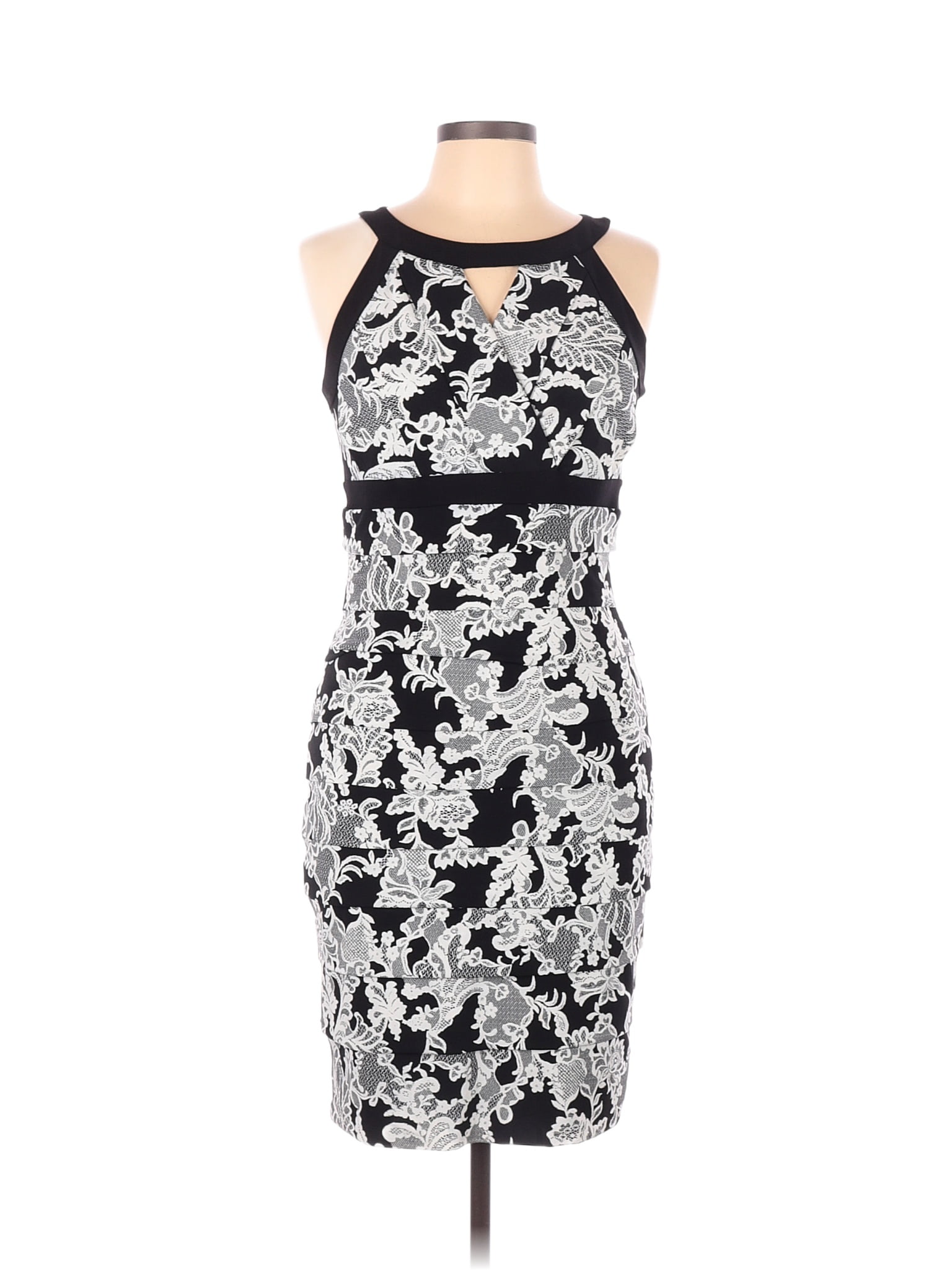 White House Black Market Floral Multi Color Black Cocktail Dress