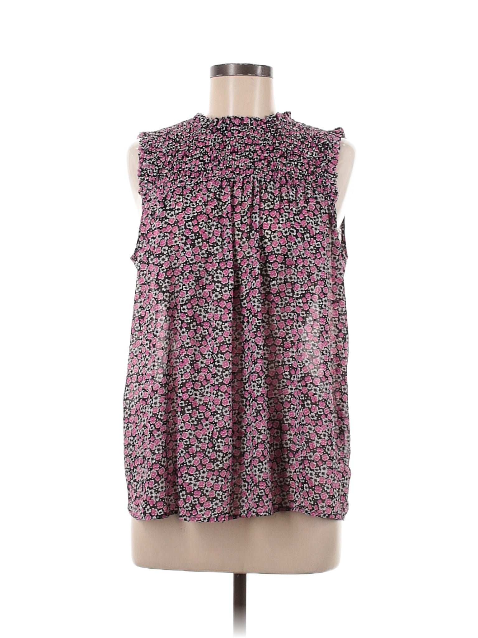 Rachel Zoe 100% Polyester Floral Multi Color Pink Sleeveless Blouse ...