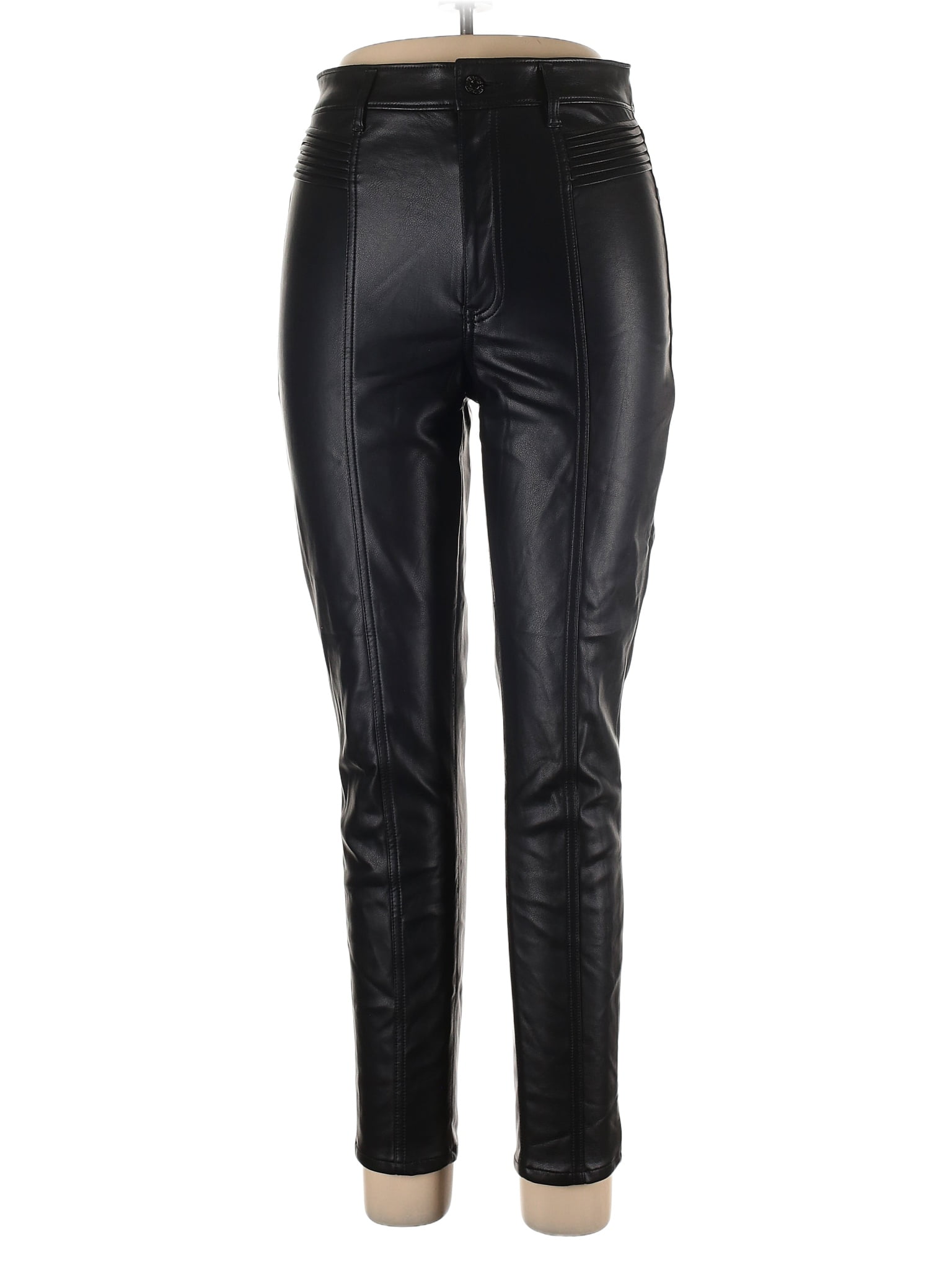 Express 100 Polyester Solid Black Faux Leather Pants Size 10 77 off