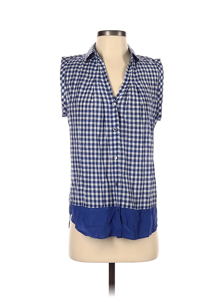 PJK Blue Label Blue Short Sleeve Silk Top Size XS - photo 1