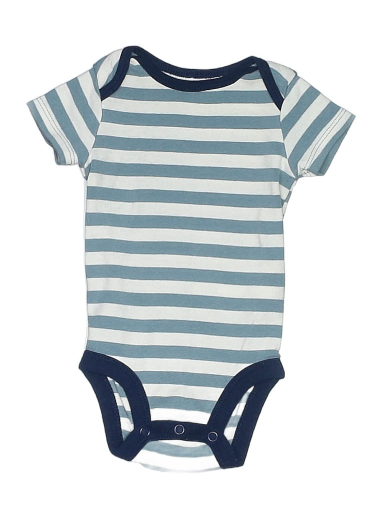 Child of Mine by Carter's 100% Cotton Stripes Blue Short Sleeve Onesie Size 0-3 mo - photo 1