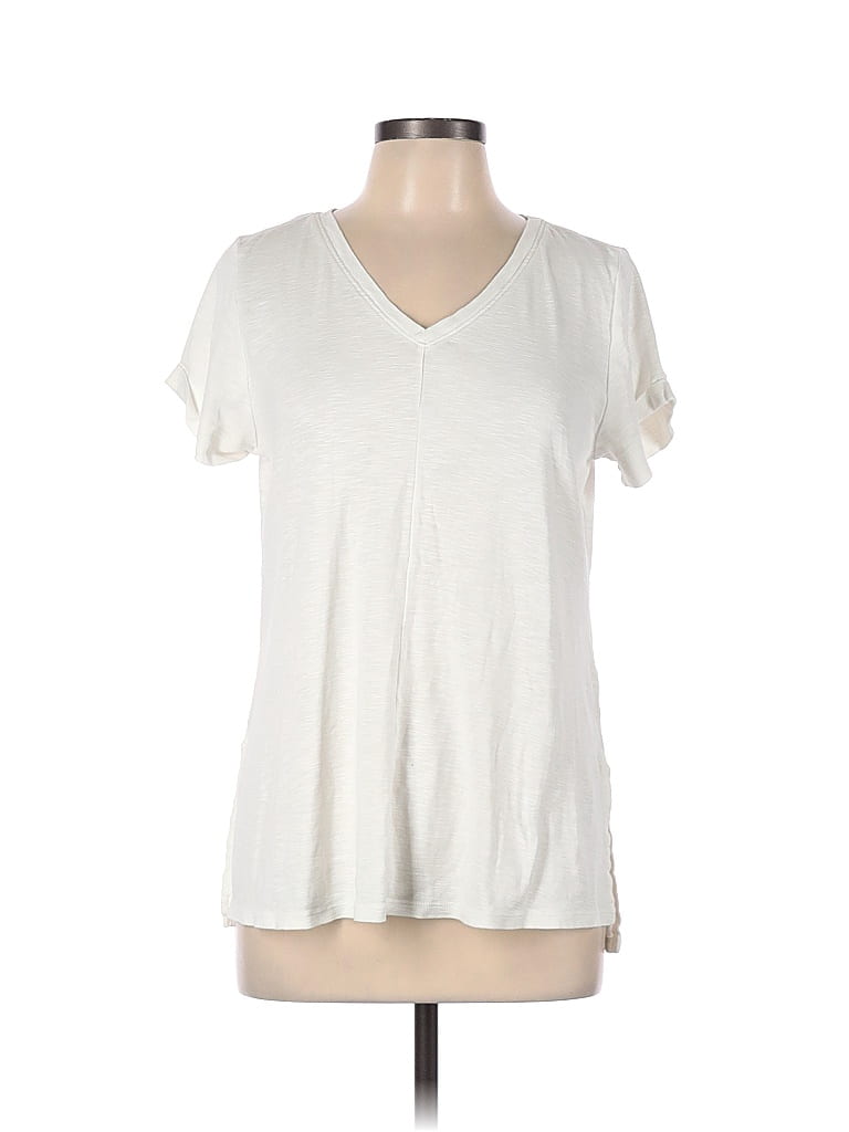 J.Jill 100% Pima Cotton Solid White Short Sleeve T-Shirt Size L - 64% ...