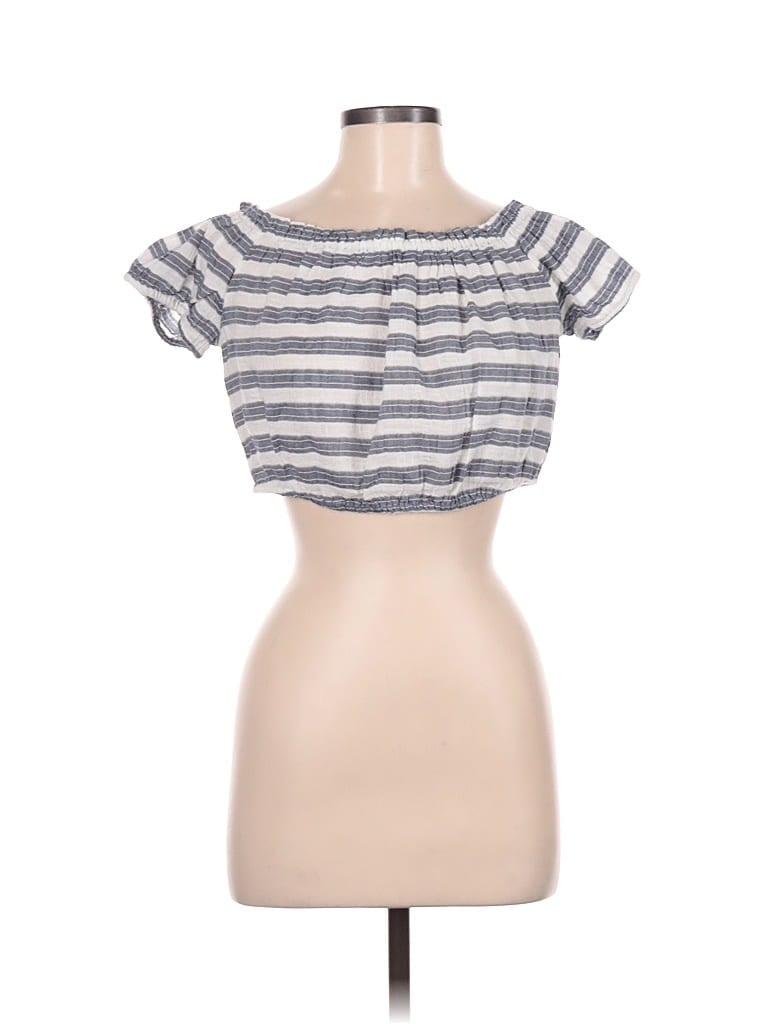 Pre-owned Aerie Short Sleeve Top Gray Sweetheart Neckline Tops