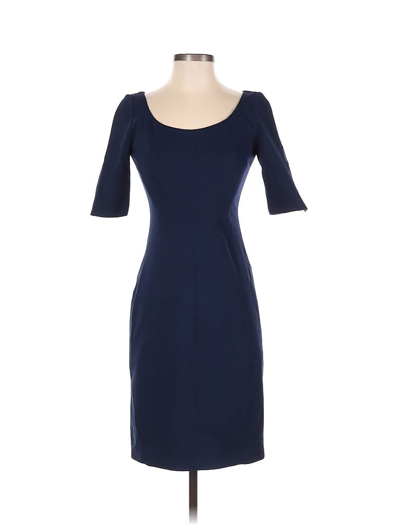 Elie Tahari Solid Blue Casual Dress Size 0 - photo 1