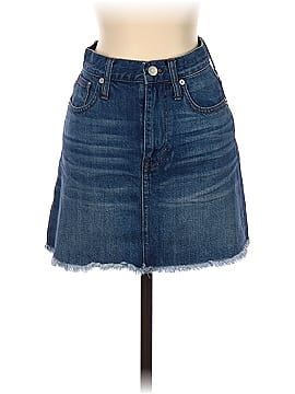 Madewell Rigid Denim A-Line Mini Skirt in Leandra Wash: Fluffy Hem Edition (view 1)
