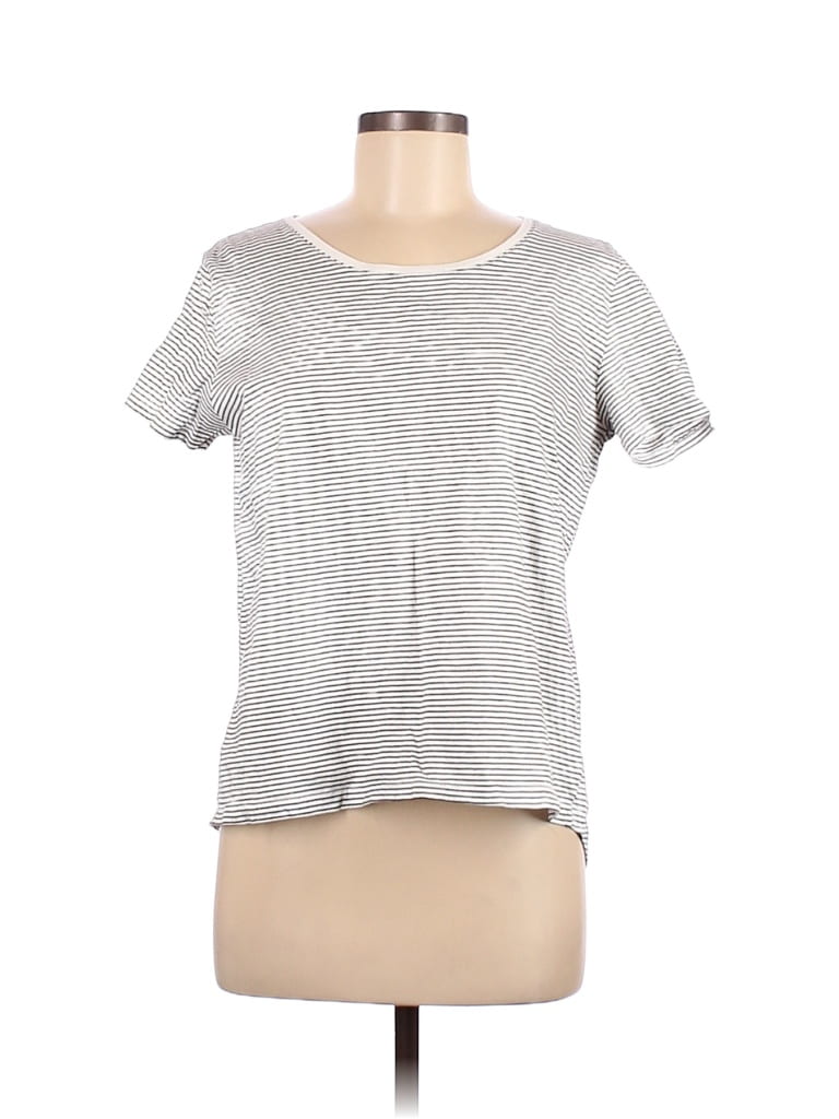 Zara W&B Collection 100% Cotton Stripes Silver Ivory Short Sleeve T-Shirt Size M - photo 1