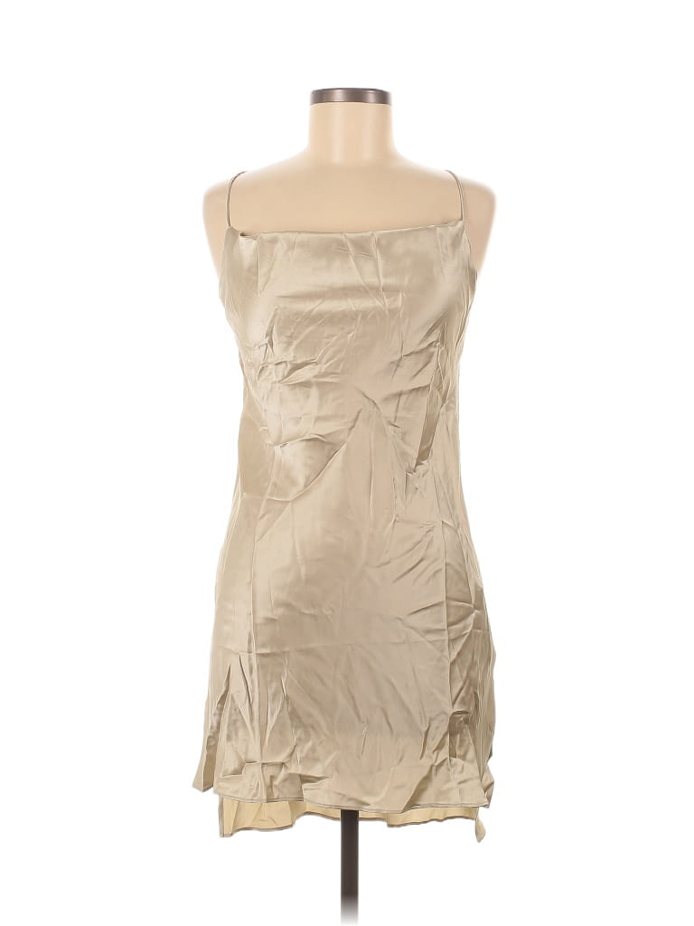 Nap 100% Silk Solid Tan Cocktail Dress Size S - photo 1