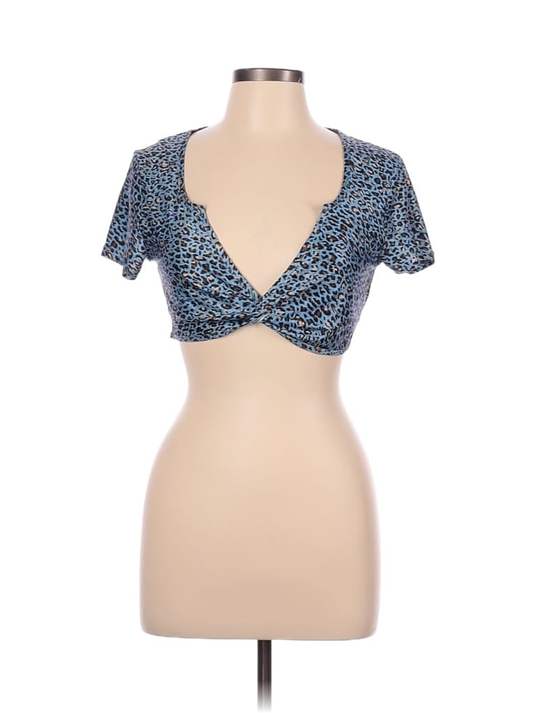 Pre-owned Shein Short Sleeve Top Blue Sweetheart Neckline Tops