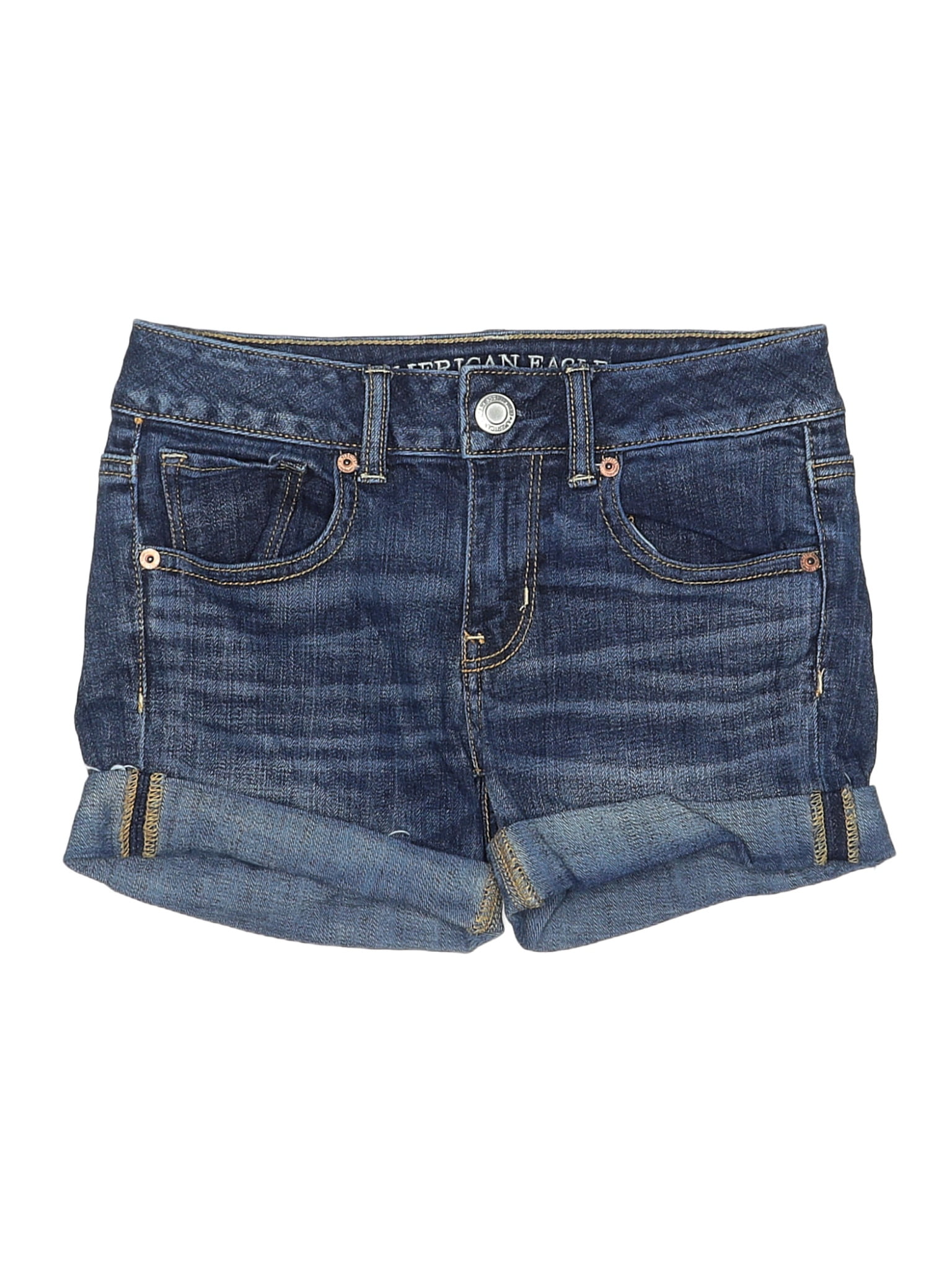 American Eagle Outfitters 100% Cotton Solid Blue Denim Shorts Size 0 ...