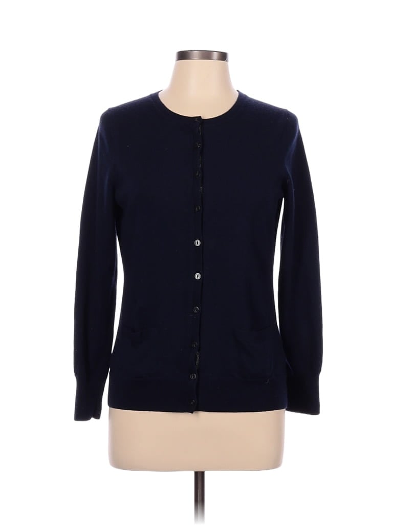 Banana Republic Color Block Solid Navy Blue Wool Cardigan Size L - 70% 