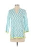 Roberta Freymann 100% Polyester Chevron-herringbone Teal 3/4 Sleeve Blouse Size XS - photo 1