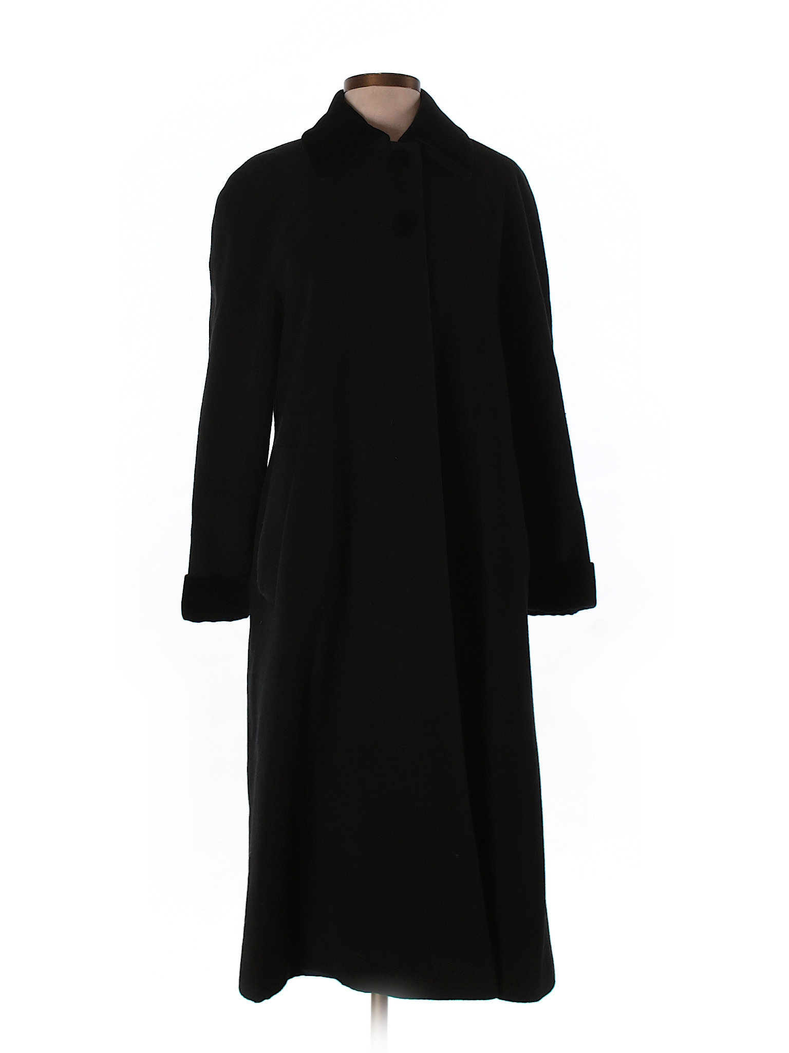 John Weitz Solid Black Wool Coat Size 4 (Petite) - 62% off | thredUP