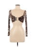 PrettyLittleThing Multi Color Brown Long Sleeve Top Size 0 - photo 1