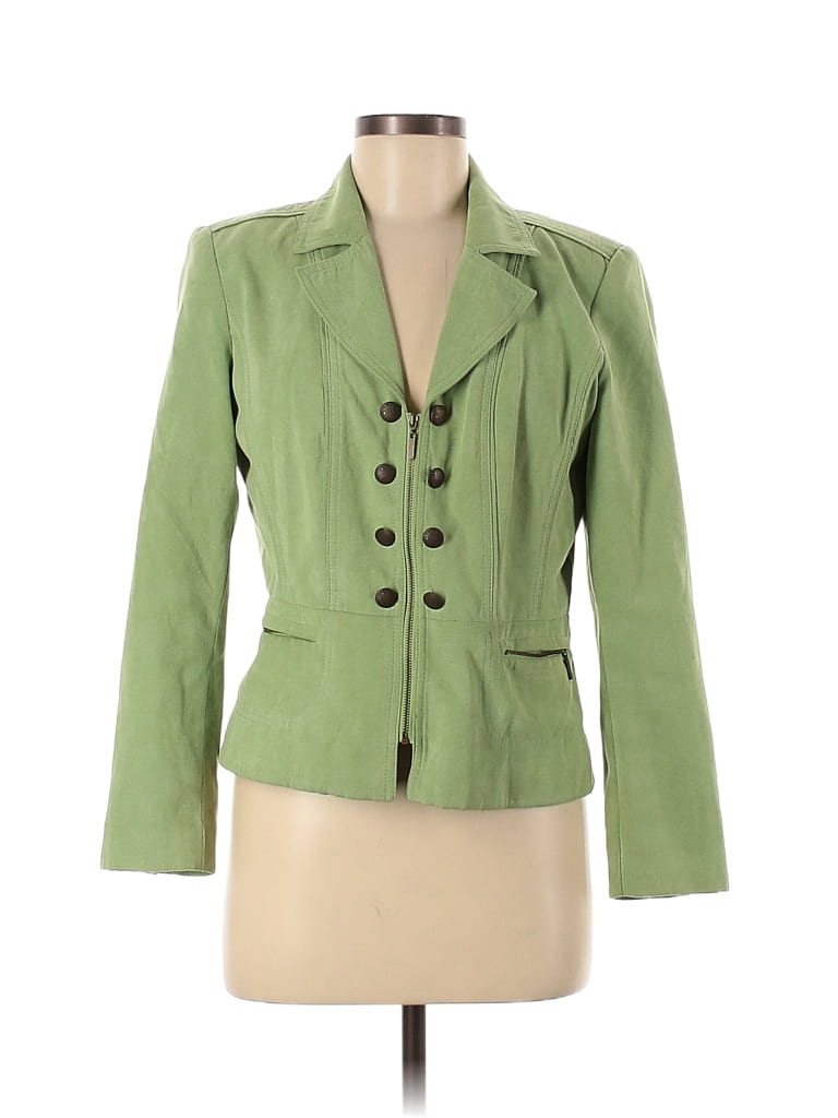 Proportion 100 Polyester Solid Colored Green Blazer Size 4 68 Off