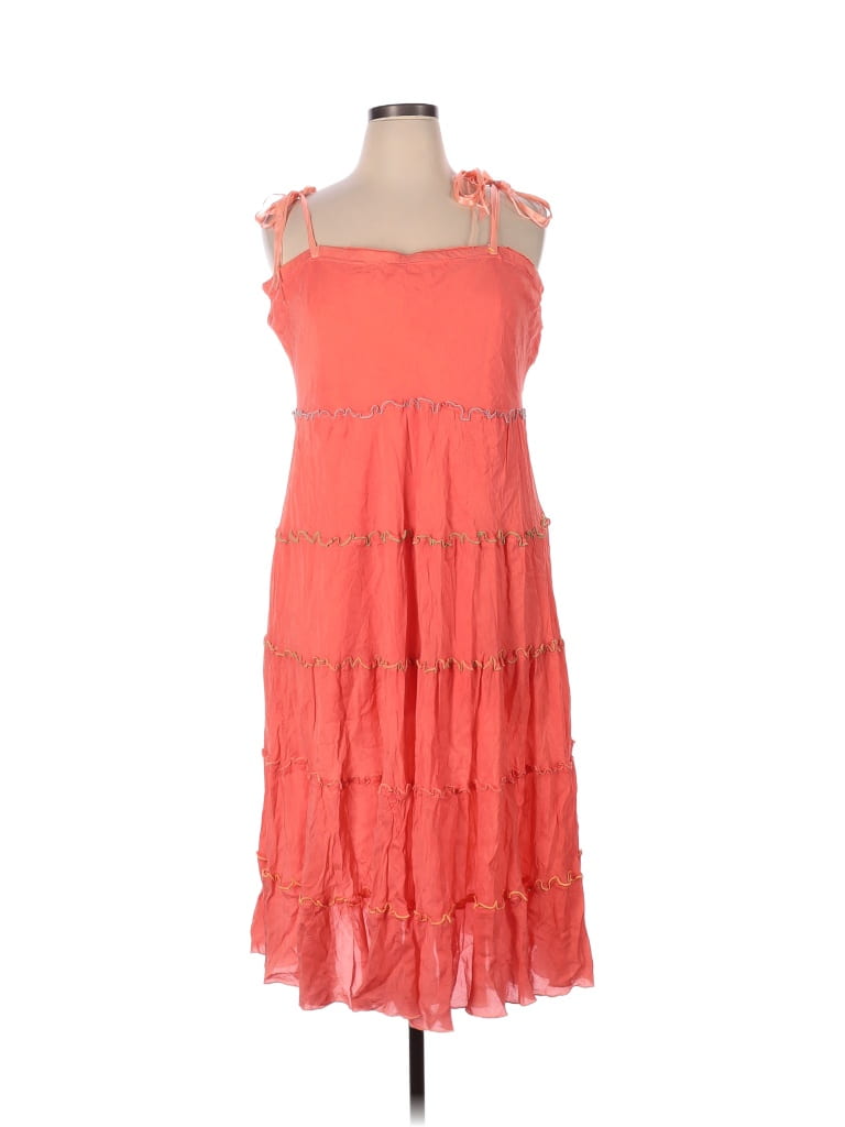Johnny Was 100% Rayon Solid Orange Casual Dress Size XL - photo 1