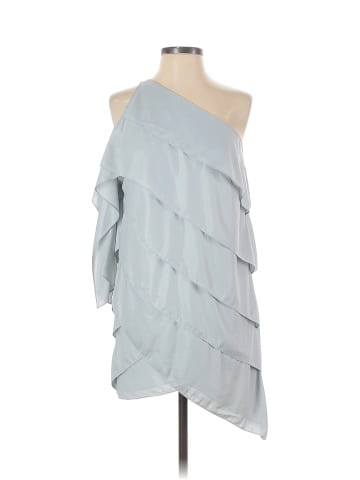 BCBGMAXAZRIA 100 Polyester Solid Blue Gray Casual Dress Size XXS