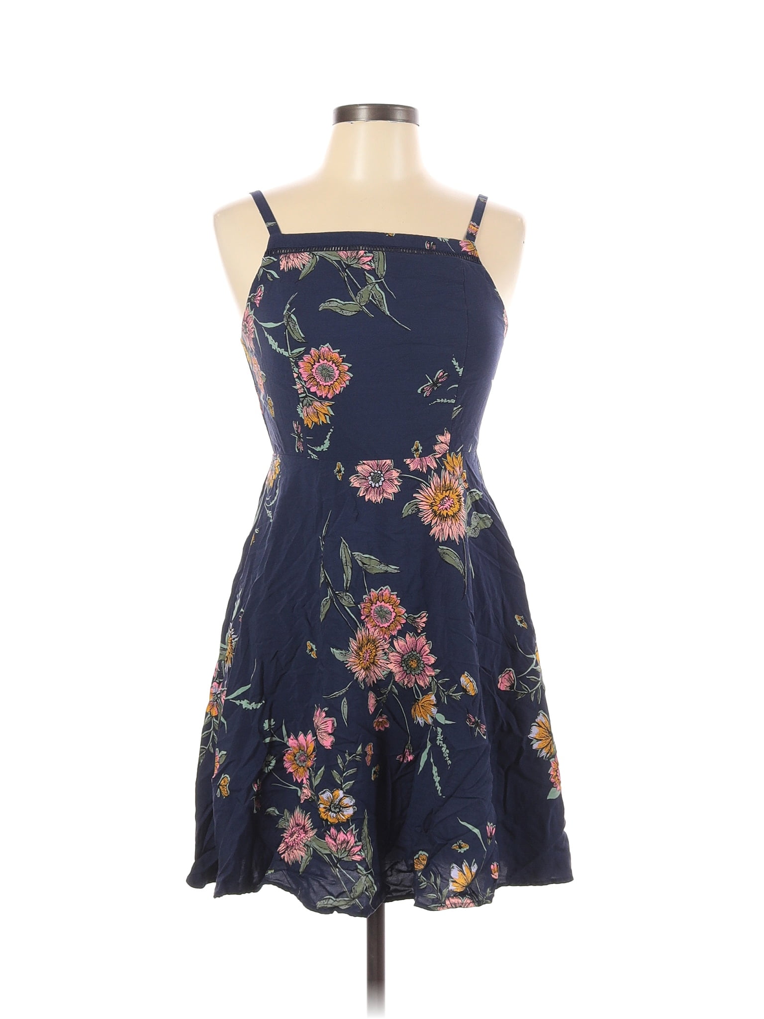 Old Navy 100% Rayon Floral Navy Blue Casual Dress Size M - 50% off ...