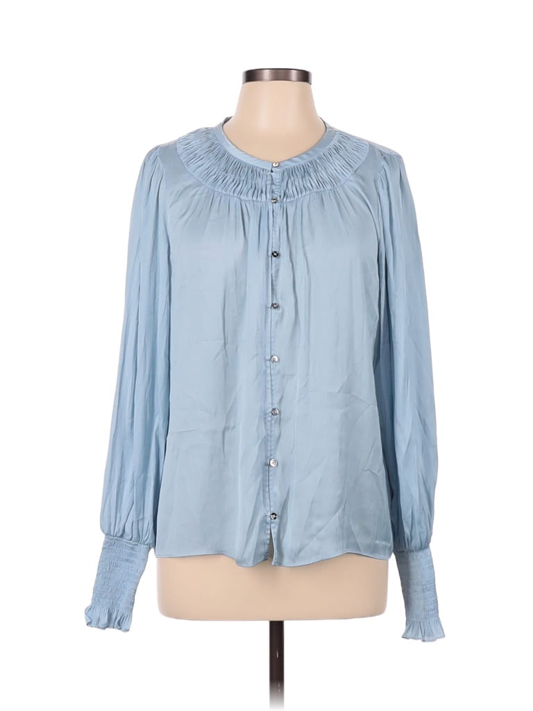 Ramy Brook 100% Polyester Solid Blue Long Sleeve Blouse Size M - photo 1