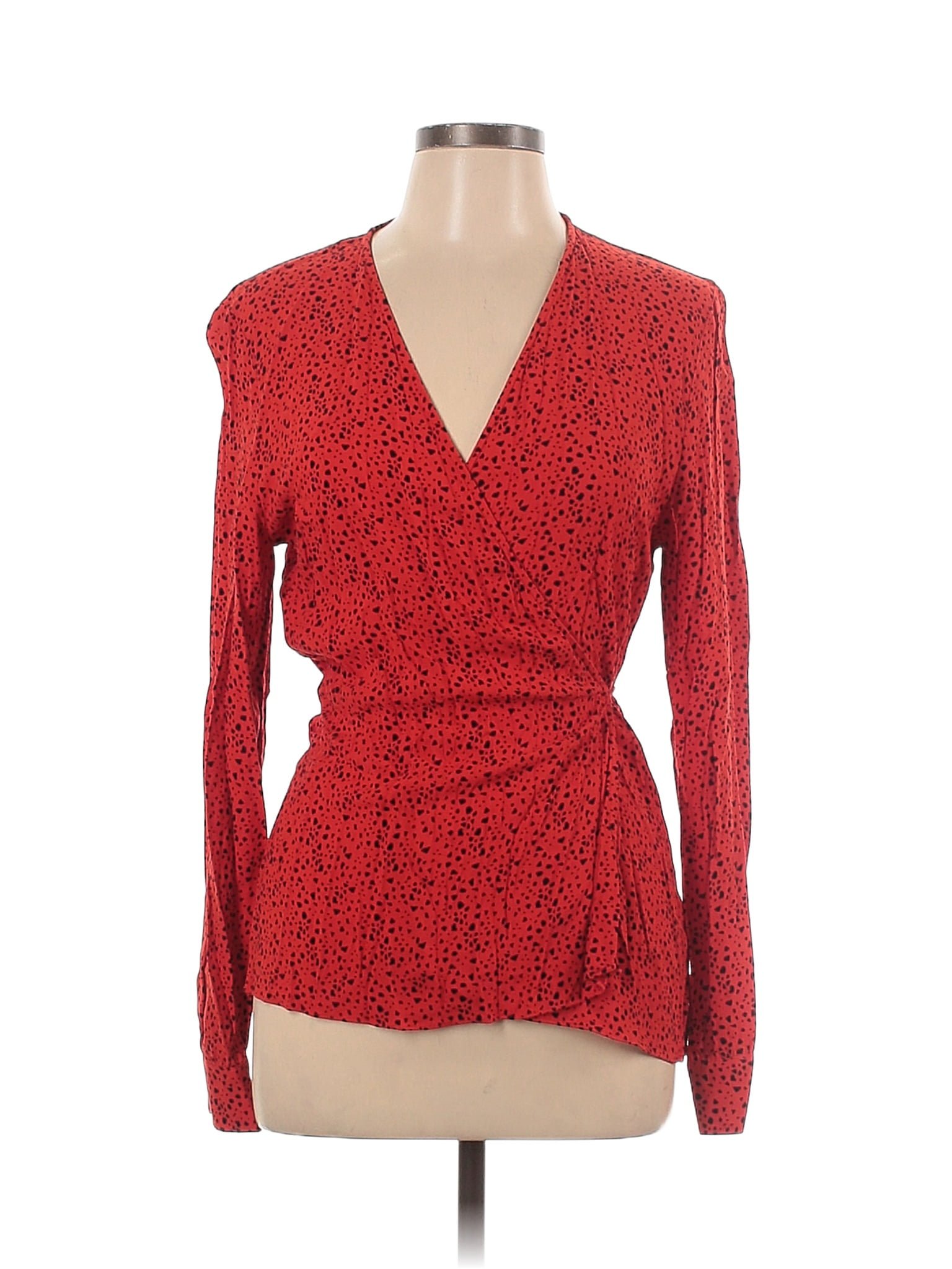 Just 100 Viscose Red Long Sleeve Blouse Size L 81 Off Thredup