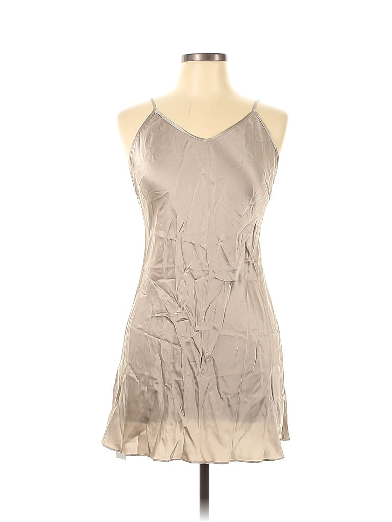 SILK MAISON 100% Silk Solid Tan Casual Dress Size L - photo 1