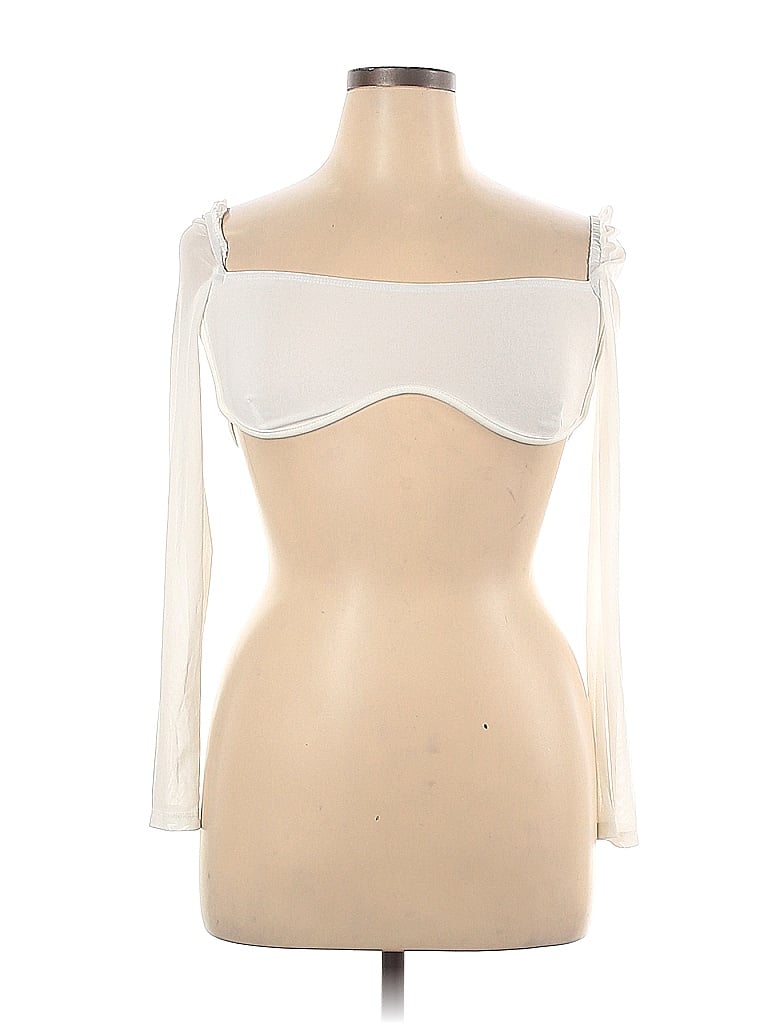 Pre-owned Shein 3/4 Sleeve Top Ivory Sweetheart Neckline Tops In White