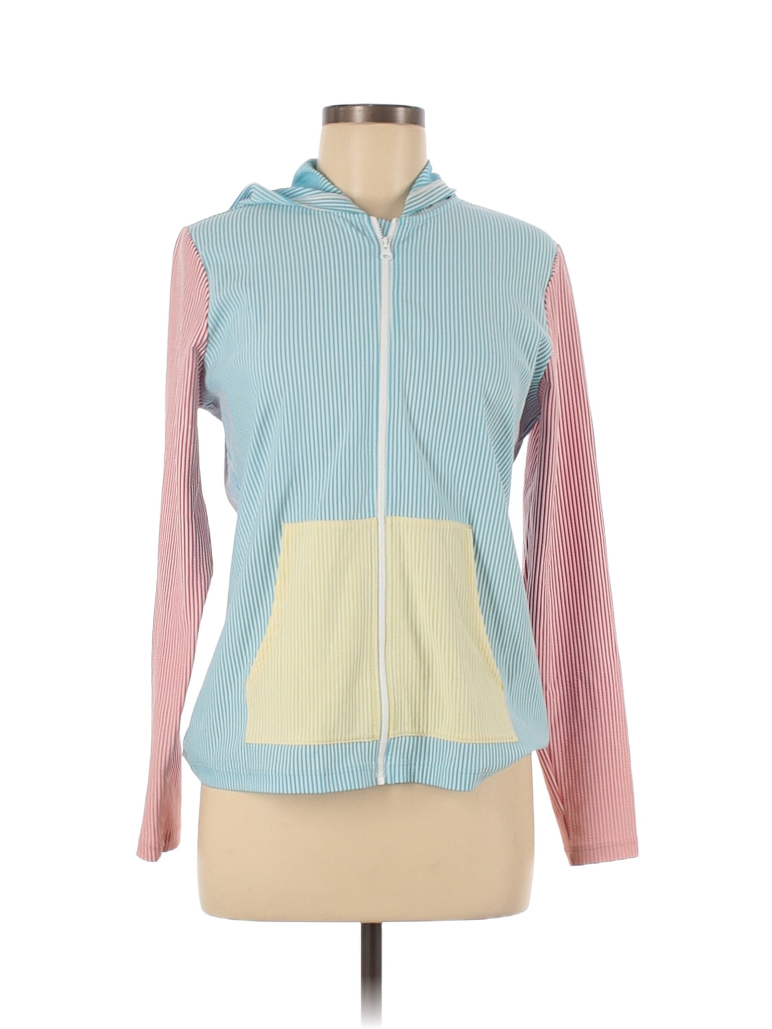 Lands' End Color Block Solid White Zip Up Hoodie Size M 84 off thredUP