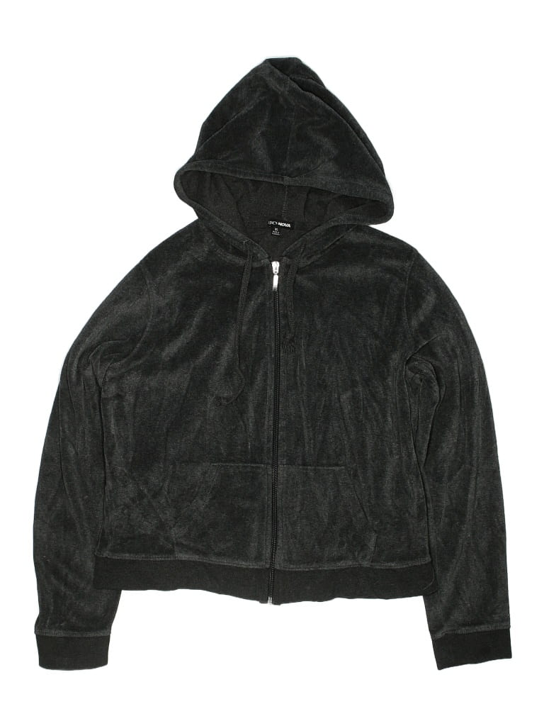 Fashion Nova Solid Black Gray Zip Up Hoodie Size XLarge (Youth) 72