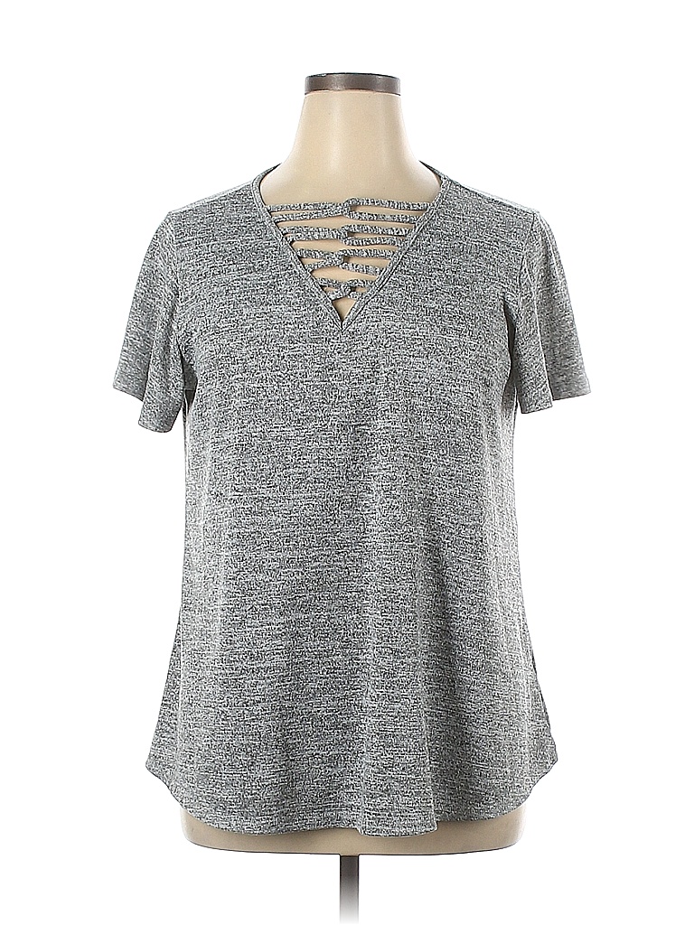 NY Collection Gray Short Sleeve Top Size XL - 76% off | thredUP