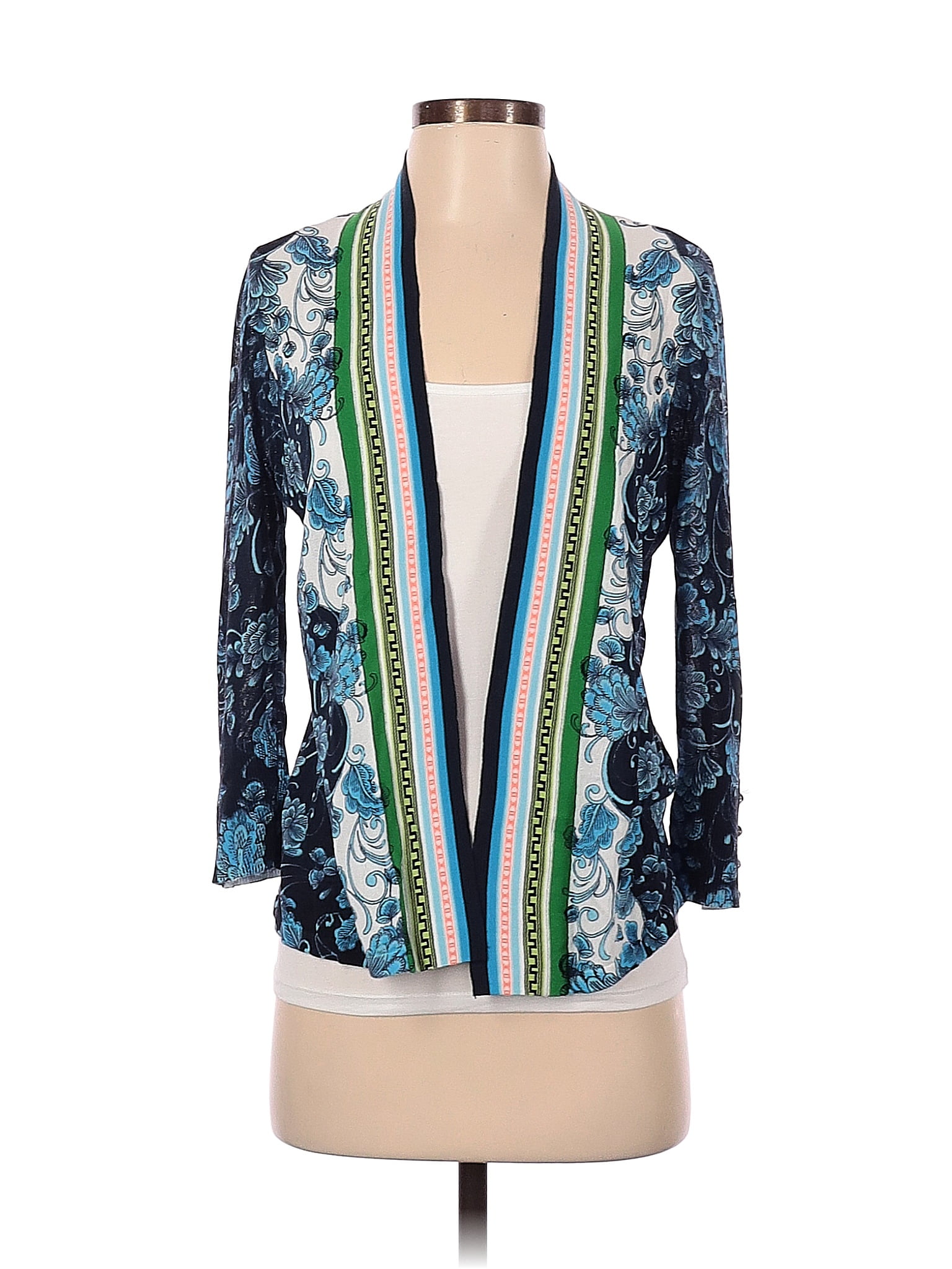 Chico's Color Block Floral Multi Color Blue Cardigan Size XS (00) - 66% ...