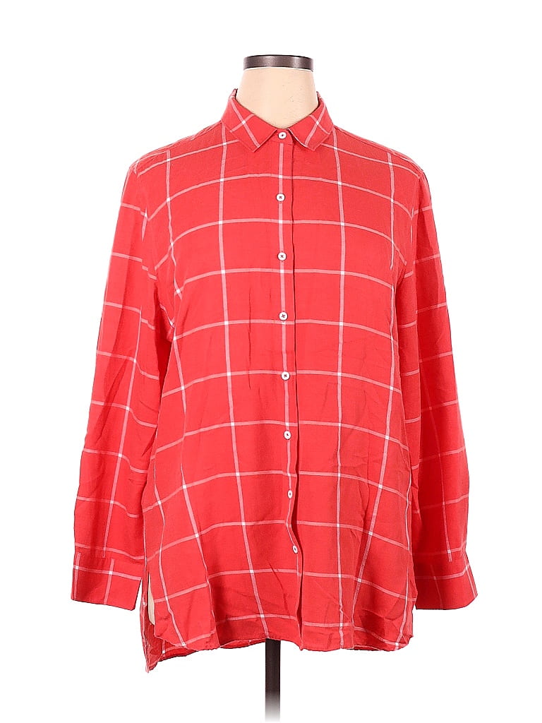 Tommy Bahama Checkered-gingham Red Long Sleeve Button-Down Shirt Size XL - photo 1
