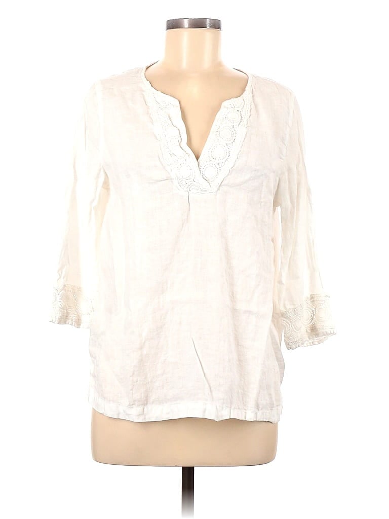 Sigrid Olsen 100% Linen White Ivory Long Sleeve Blouse Size M - 80% off ...