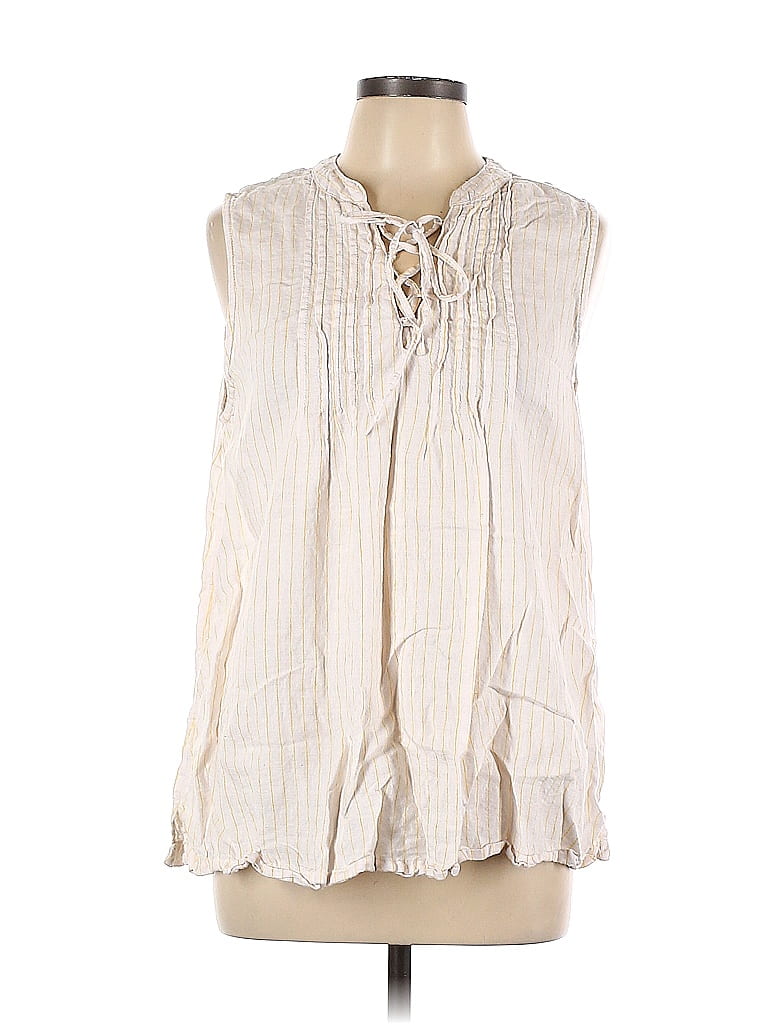 Cynthia Rowley TJX 100% Linen Checkered-gingham Stripes White ...