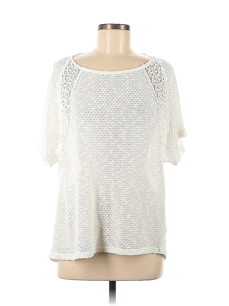 Pull&Bear Chevron-herringbone Color Block White Pullover Sweater Size M - photo 1