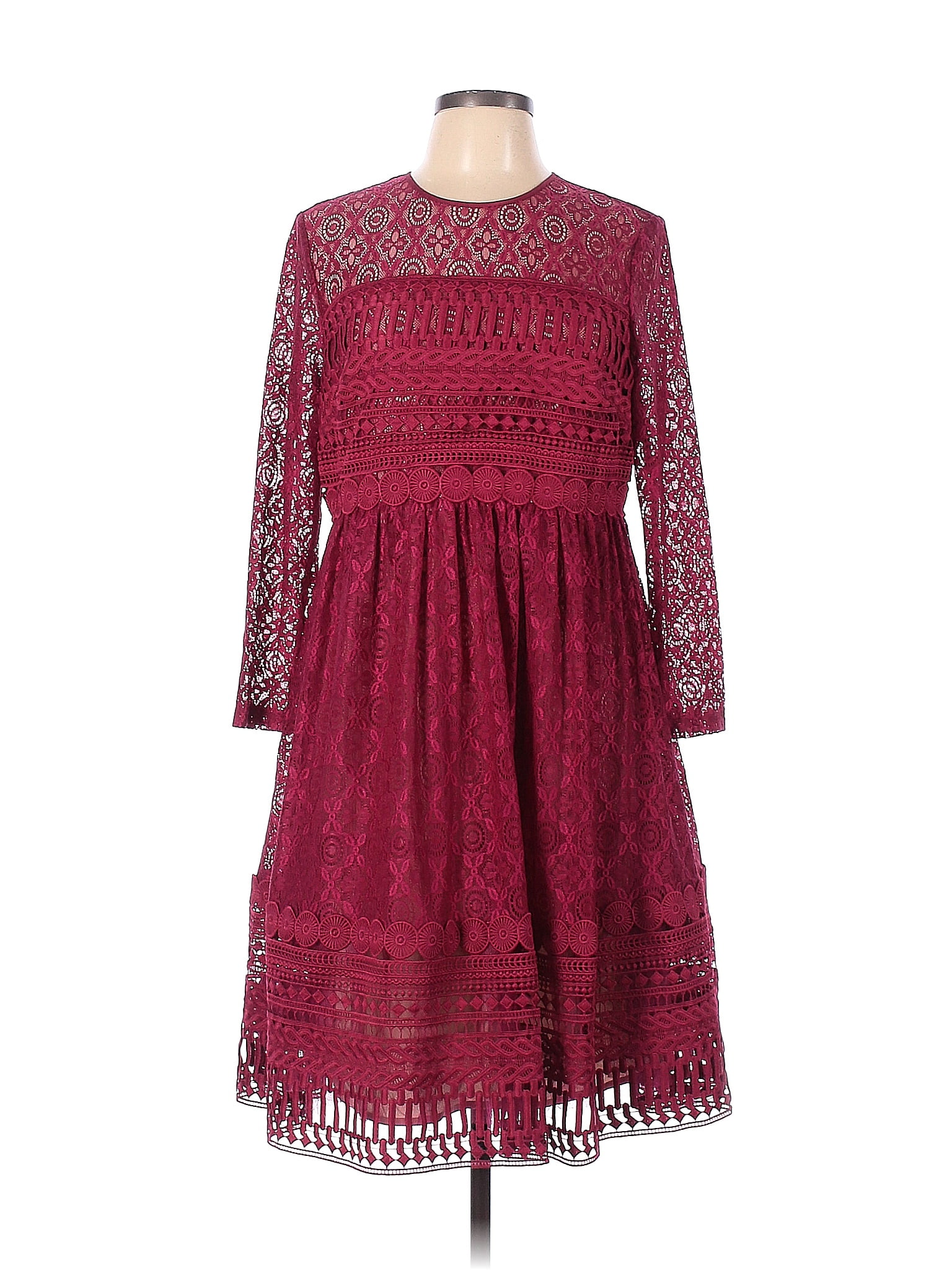 ASOS Solid Maroon Burgundy Casual Dress Size 10 - 73% off