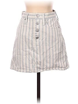 Madewell Stretch A-Line Mini Skirt in Pompano Stripe: Button-Front Edition (view 1)