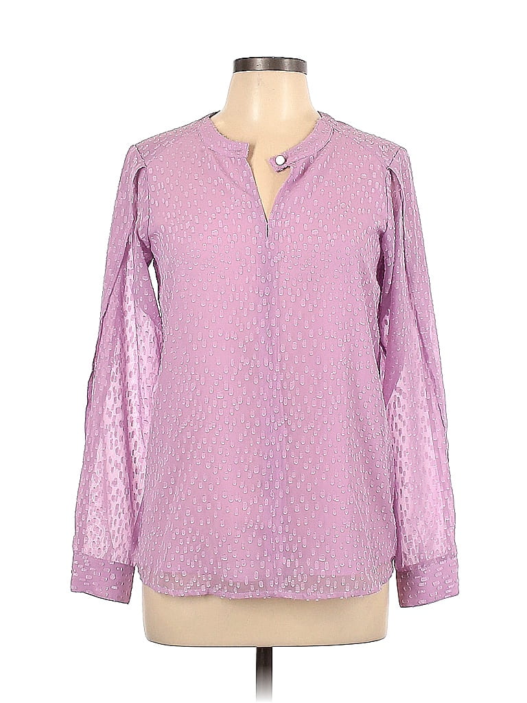 Donna Karan New York 100% Polyester Purple Pink Long Sleeve Blouse Size 13 - photo 1