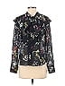 Tanya Taylor Floral Blue Long Sleeve Silk Top Size 2 - photo 1