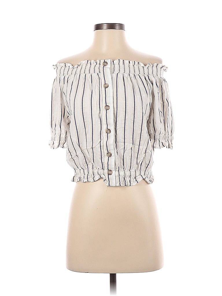 Click to view more detailed imagery on our partner's website Pre-owned H&m Short Sleeve Top Ivory Strapless Neckline Tops In White