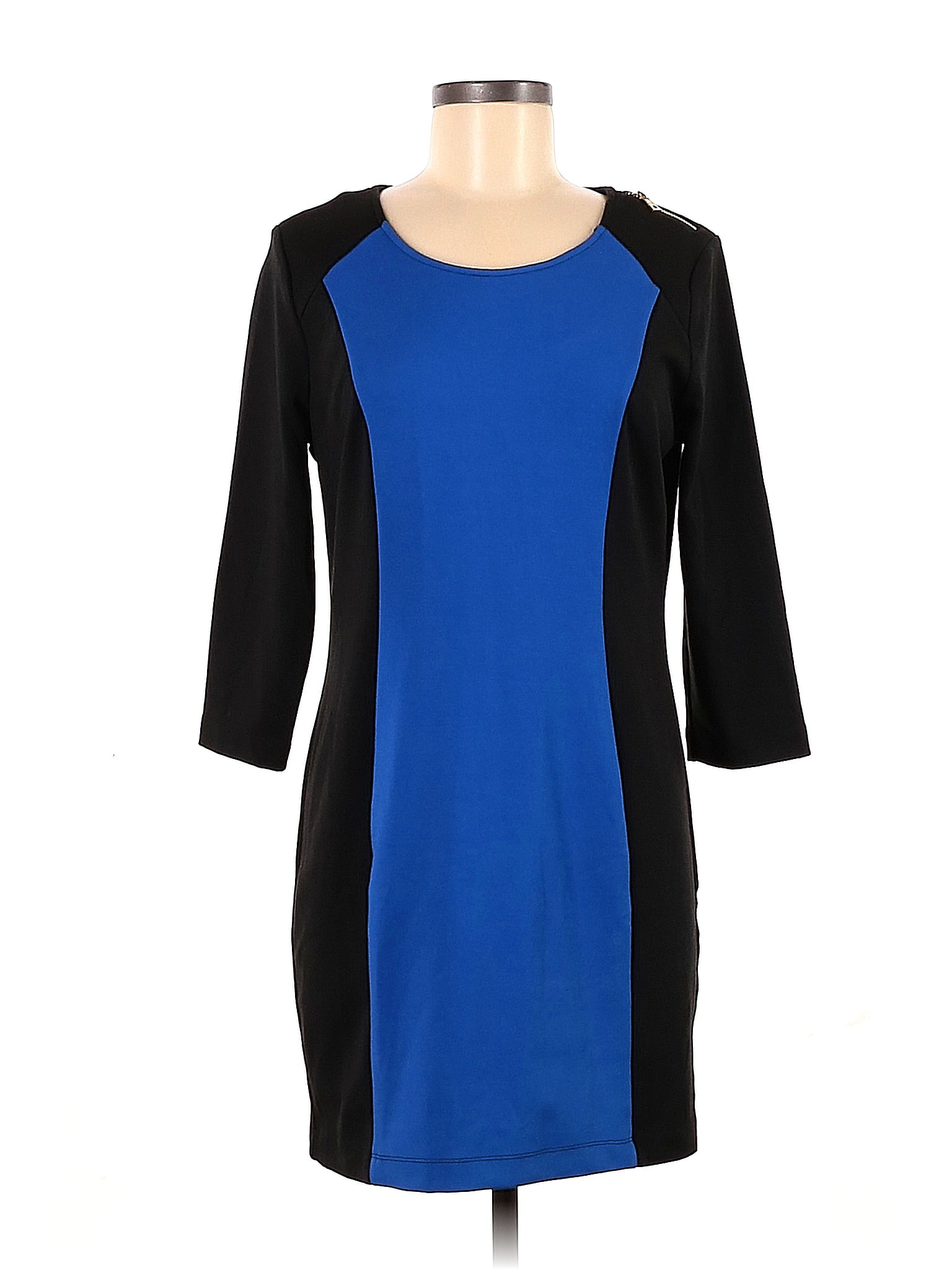 Marc New York Andrew Marc Color Block Solid Black Casual Dress Size M ...