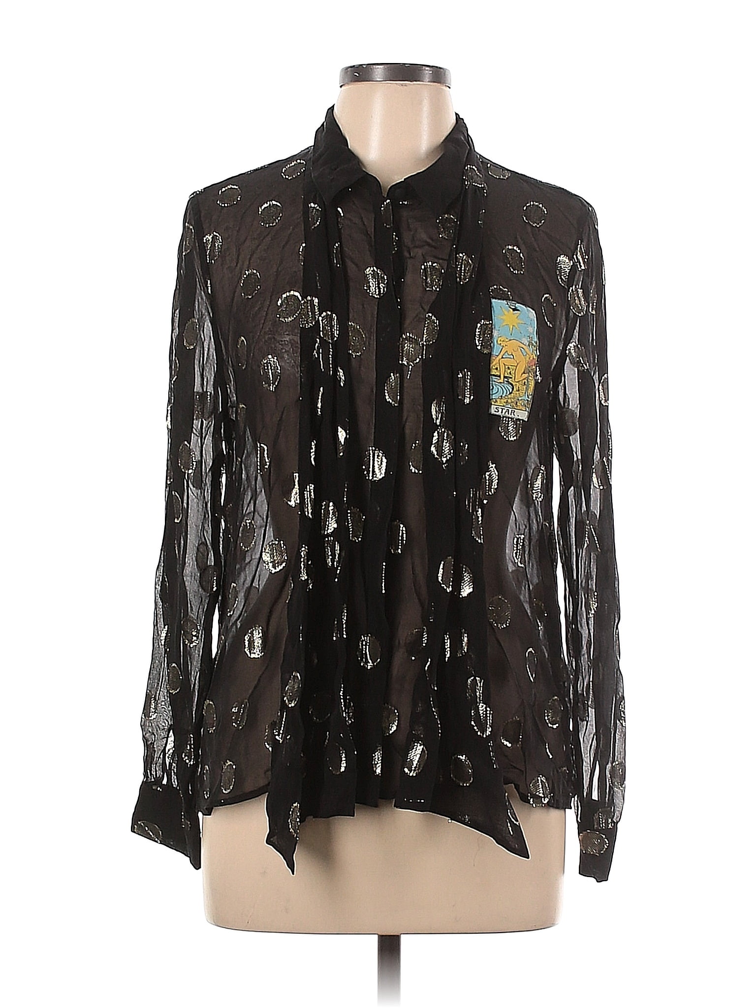 Sézane 100 Silk Paisley Black Long Sleeve Silk Top Size 44 Fr 80 Off Thredup 9561