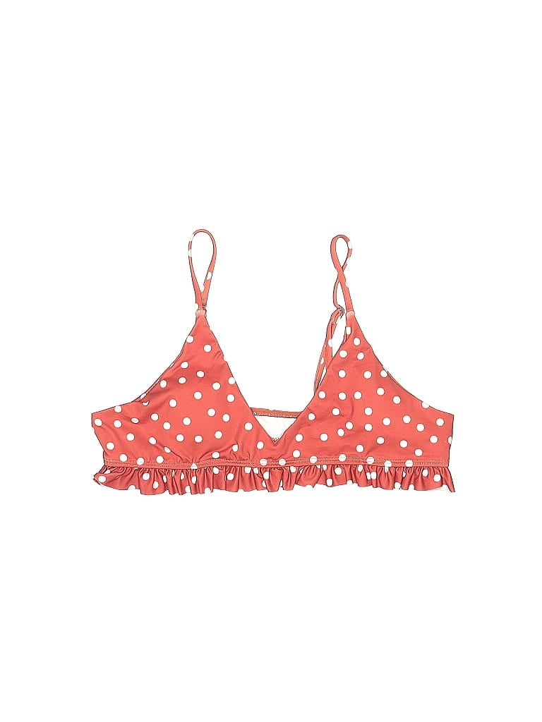 Pre-owned Assorted Brands Swimsuit Top Orange Polka Dots Pattern Swimwear